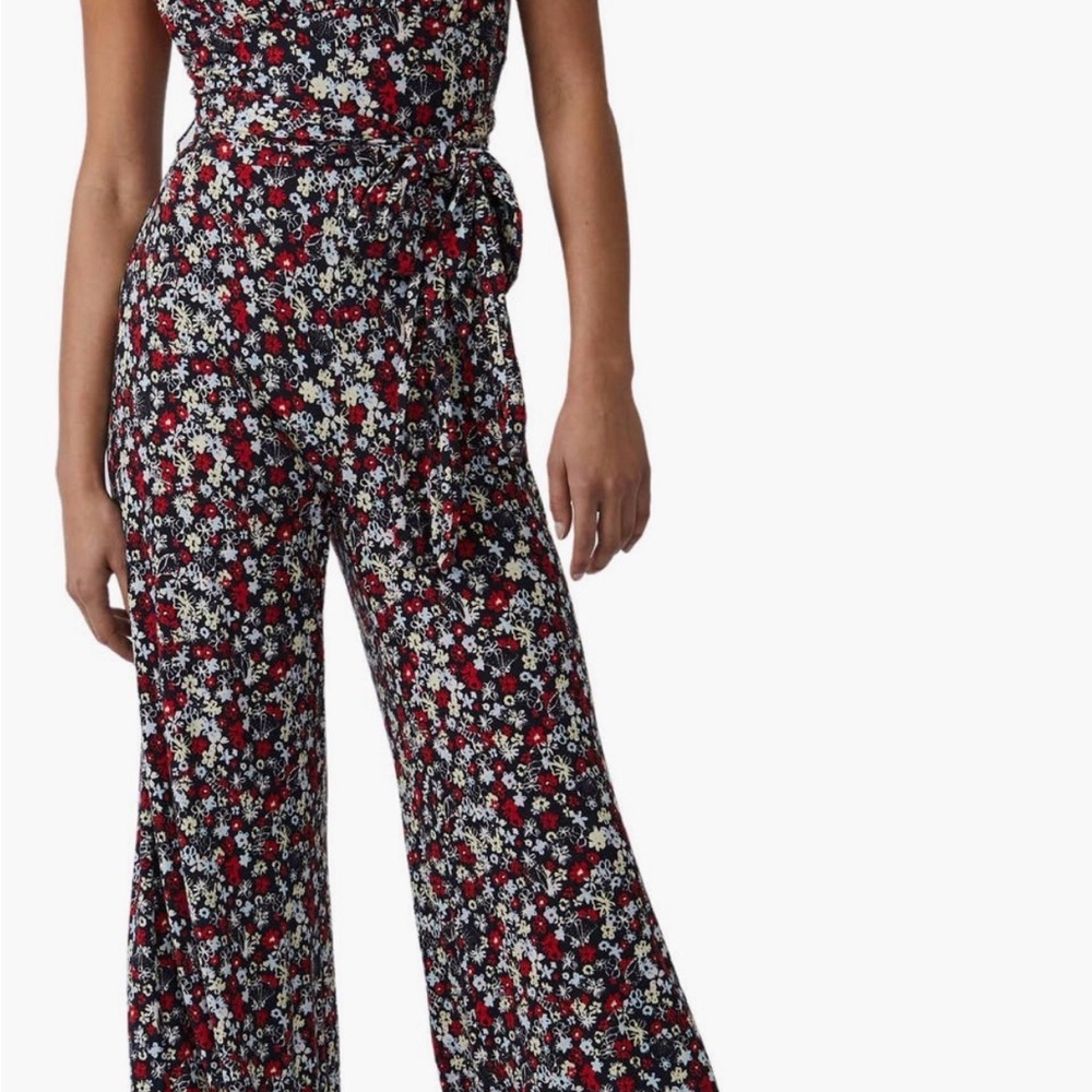 Free People Red and Black Floral Jumpsuit